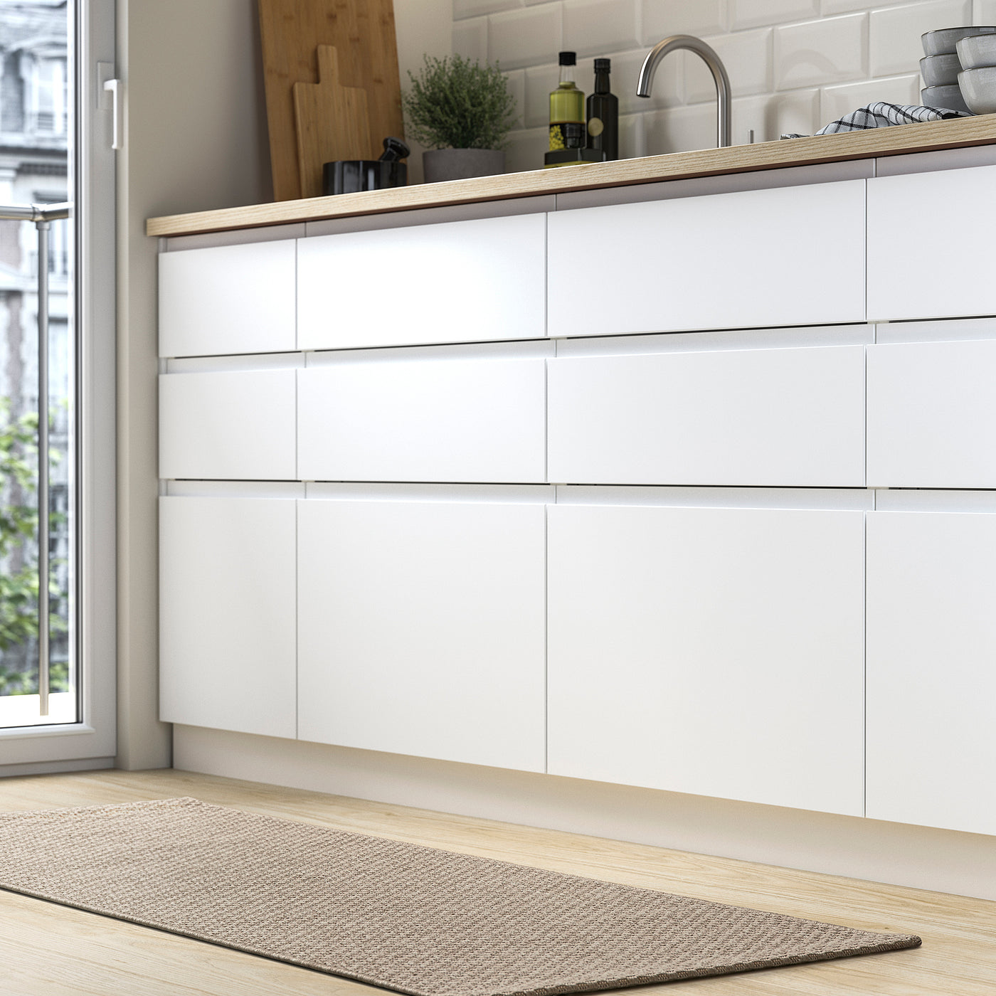 MORUM rug flatwoven, in/outdoor, beige, 60x150 cm