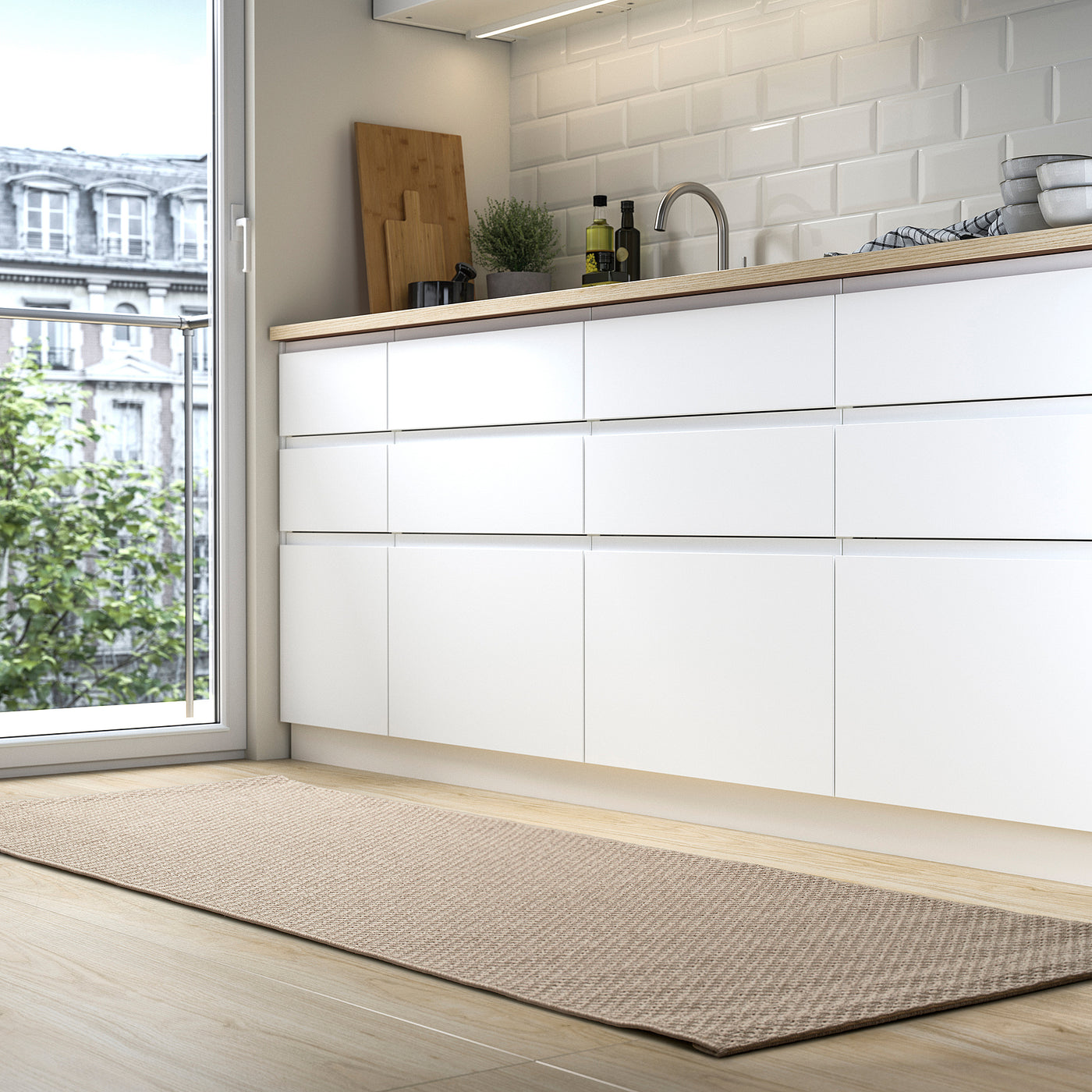 MORUM rug flatwoven, in/outdoor, beige, 80x200 cm