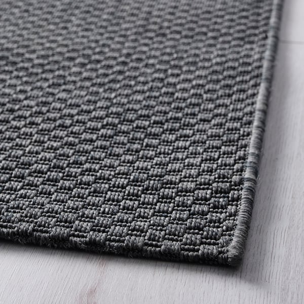 MORUM rug flatwoven, in/outdoor, dark grey, 160x230 cm