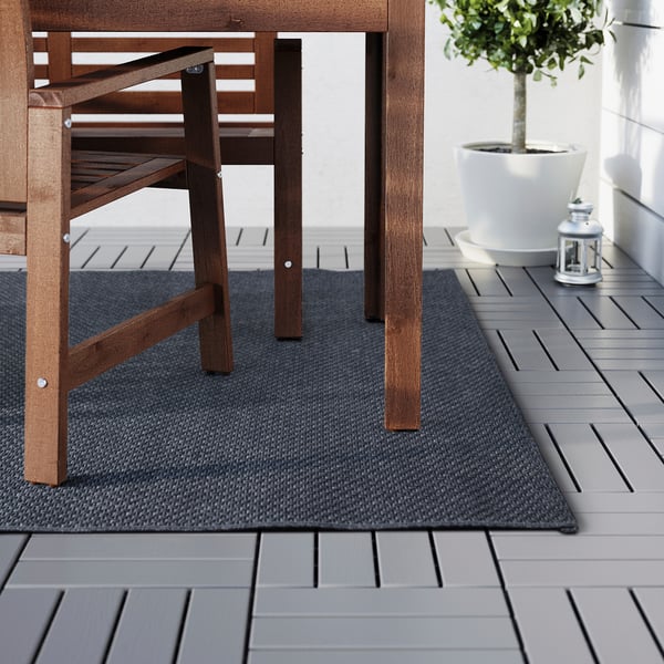 MORUM rug flatwoven, in/outdoor, dark grey, 160x230 cm