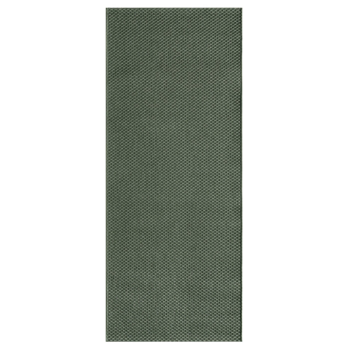 MORUM rug flatwoven, in/outdoor, dark green, 80x200 cm