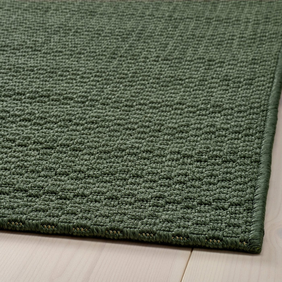 MORUM rug flatwoven, in/outdoor, dark green, 150x60 cm