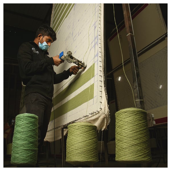 MOSKITGRÄS - MOSKITGRÄS Rug, low pile, green/handmade, 200x300 cm
