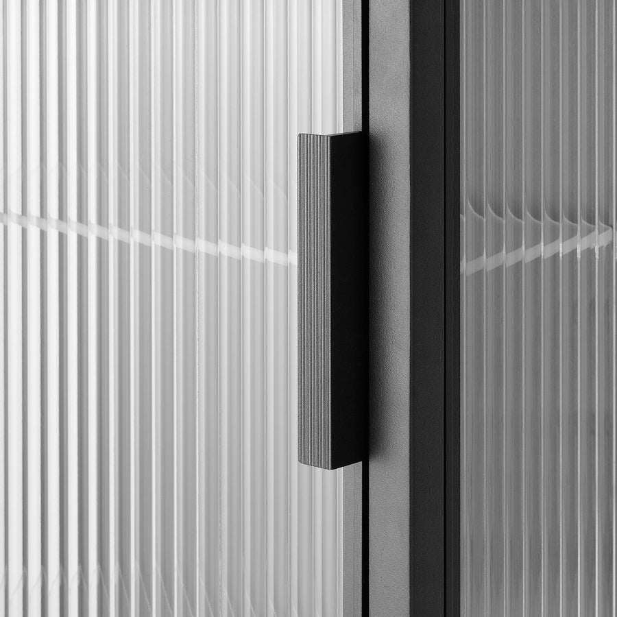 MOSSJÖN wall cabinet with glass door, anthracite, 36x18x44 cm