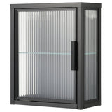 MOSSJÖN wall cabinet with glass door, anthracite, 36x18x44 cm
