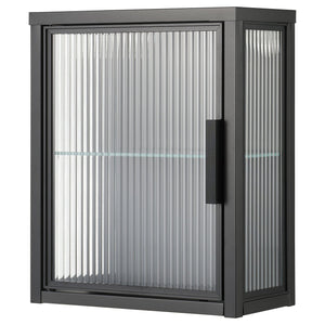 MOSSJÖN wall cabinet with glass door, anthracite, 36x44x18 cm