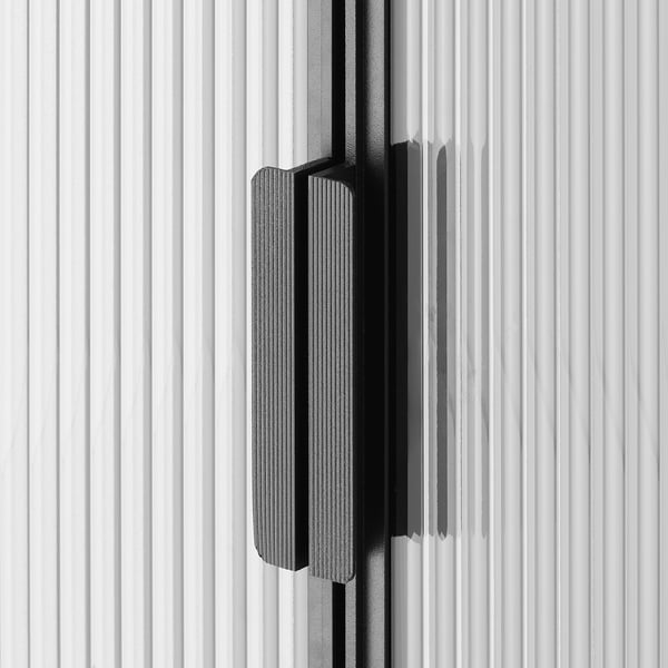 MOSSJÖN glass-door cabinet with 2 doors, anthracite, 60x34x146 cm