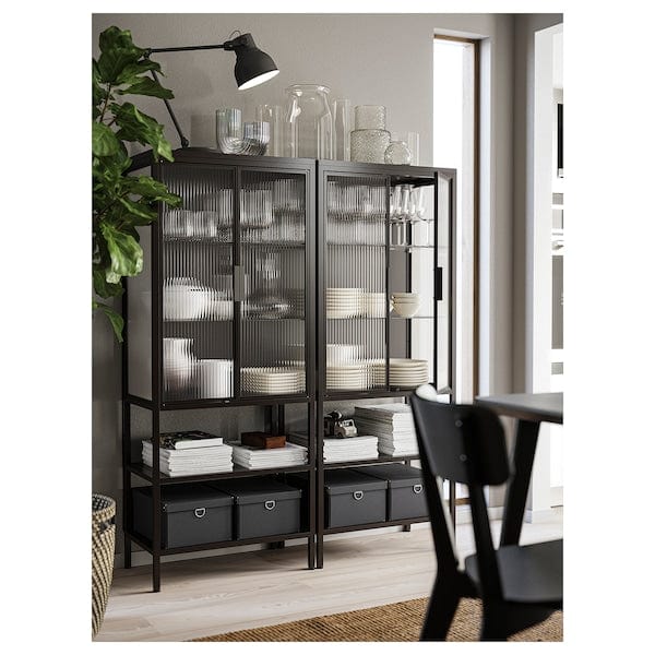 Ikea MOSSJÖN - Glass-door cabinet with 2 doors, anthracite, 60x34x146 cm