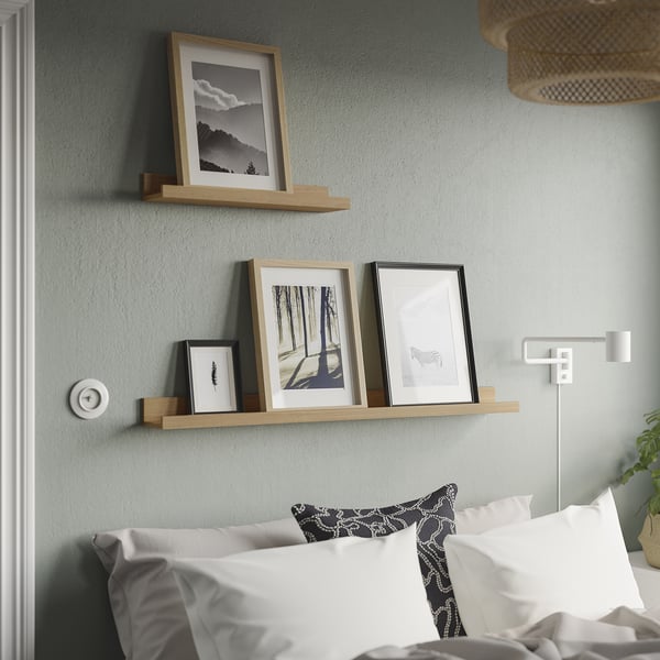MOSSLANDA picture ledge, oak effect, 115 cm