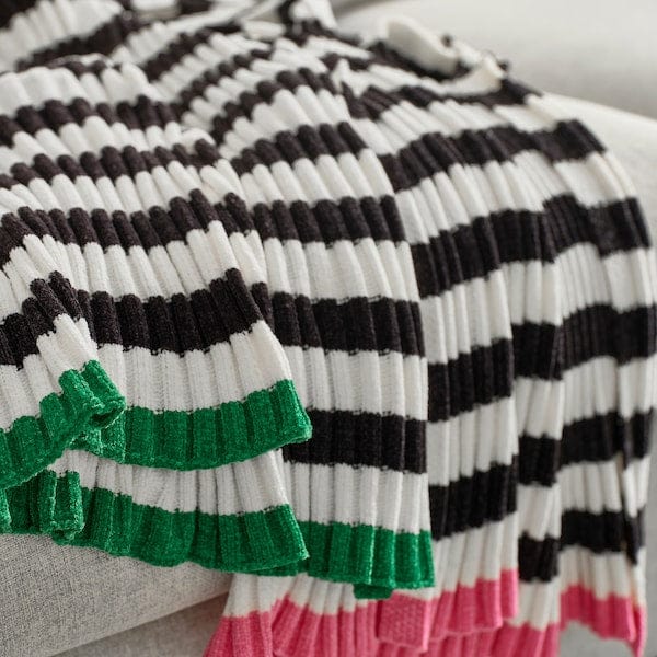 Ikea MOSSMOTT - Throw, black/white, 130x170 cm