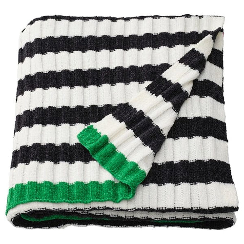MOSSMOTT throw, black/white, 130x170 cm