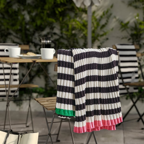 MOSSMOTT - MOSSMOTT Throw, black/white, 130x170 cm