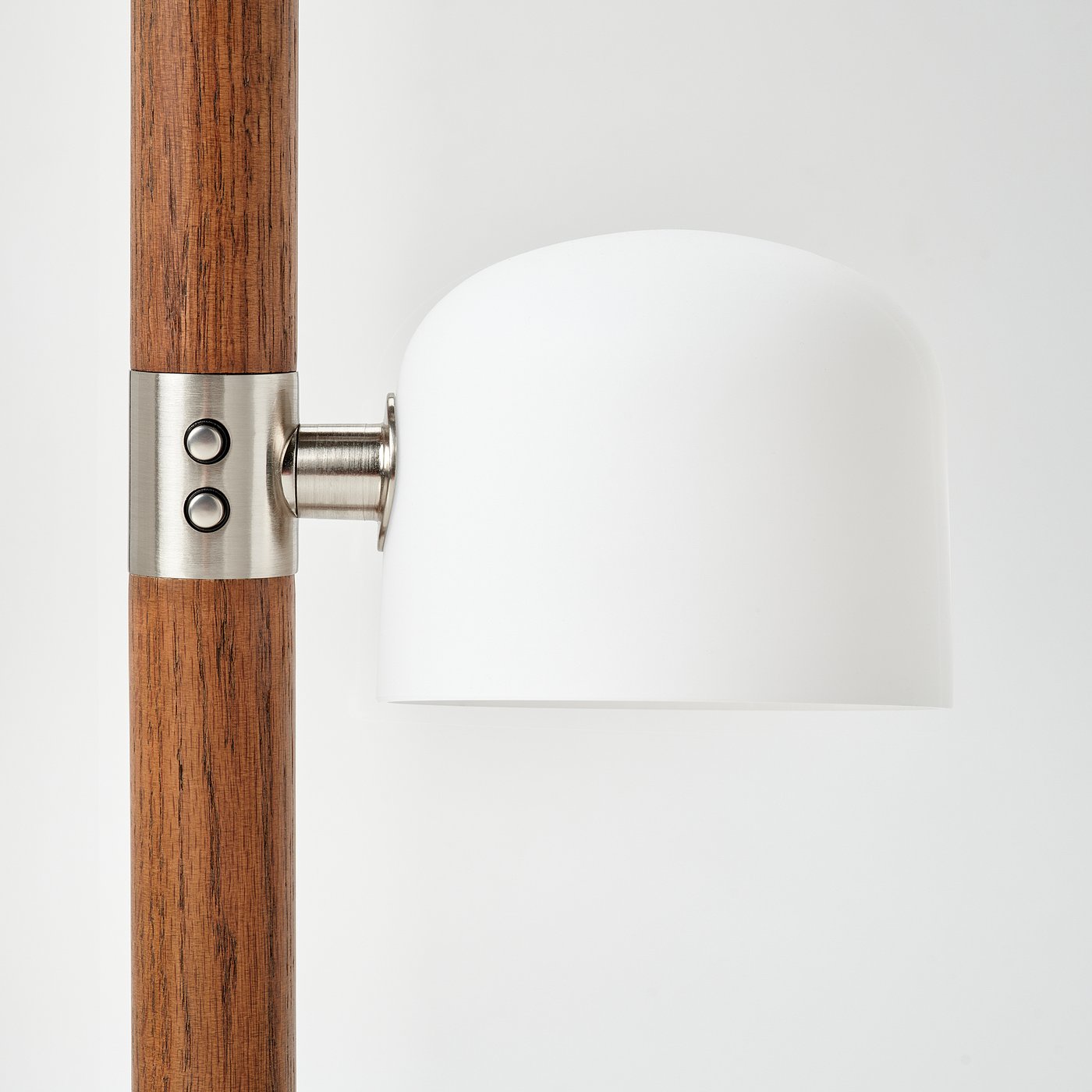 MOSSPLYM floor uplighter/reading lamp, opal white glass/dark brown oak, 180 cm