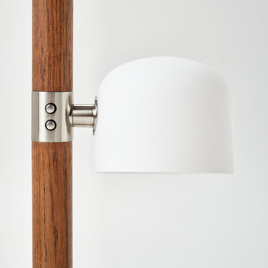 MOSSPLYM floor uplighter/reading lamp, opal white glass/dark brown oak, 180 cm