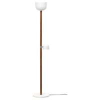 MOSSPLYM floor uplighter/reading lamp, opal white glass/dark brown oak, 180 cm