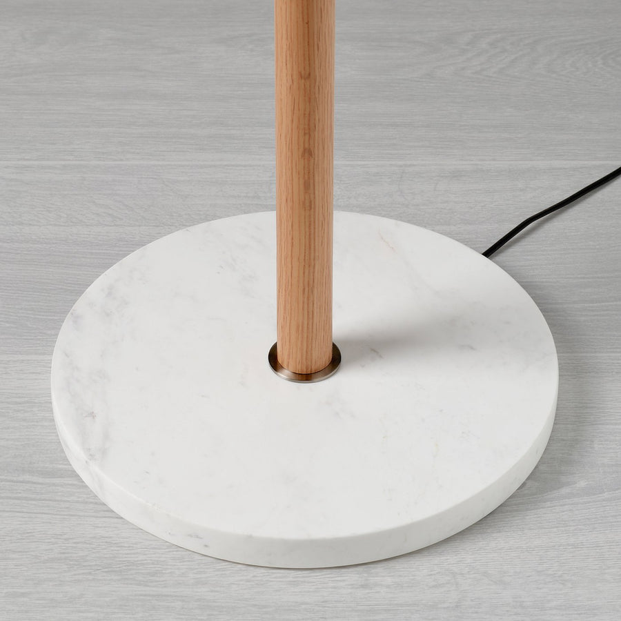 MOSSPLYM floor uplighter/reading lamp, opal white glass/oak, 21 cm