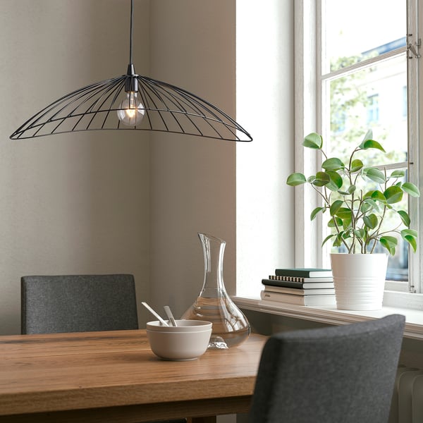 MOTSJÖ - Lampshade for pendant lamp, black, 60x40 cm