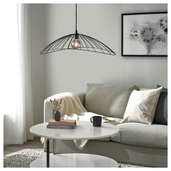 MOTSJÖ pendant lamp shade, black, 60x40 cm