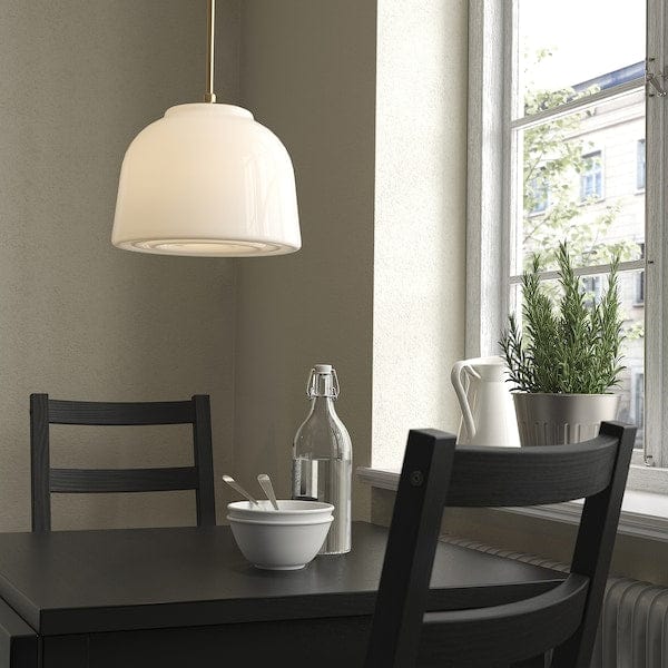 Ikea MUDDERVERK - Pendant lamp, brass/white opal glass