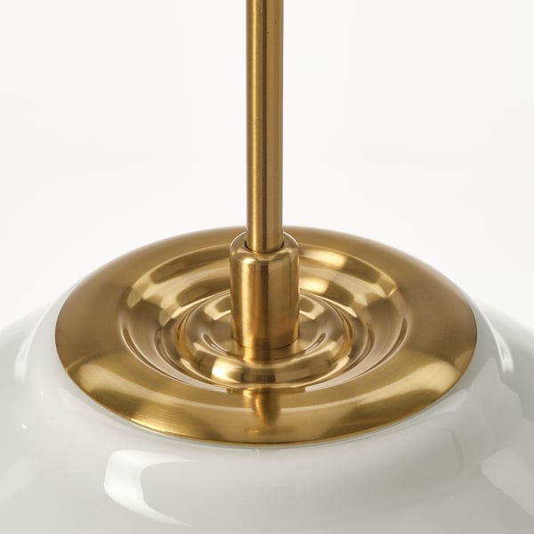 MUDDERVERK pendant lamp, brass/opal white glass, 29 cm