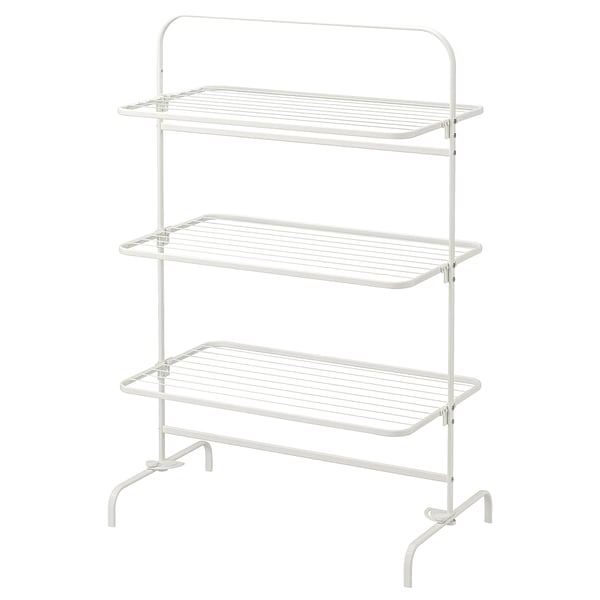 MULIG drying rack 3 levels, in/outdoor, white, 99x58 cm