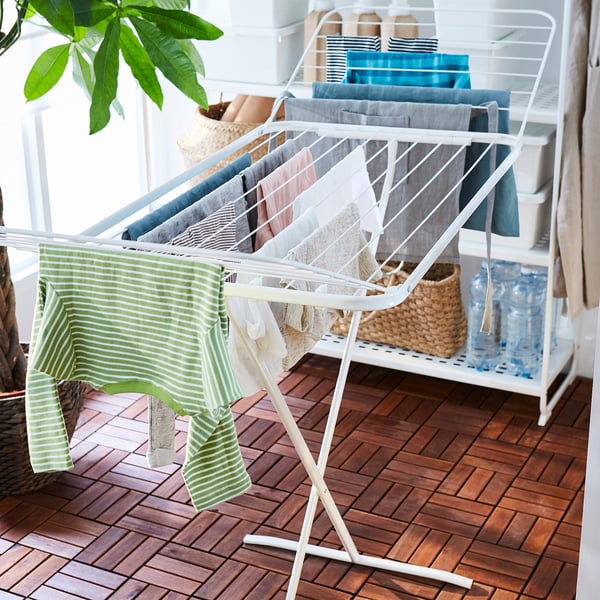 MULIG drying rack, in/outdoor, white, 173x57 cm