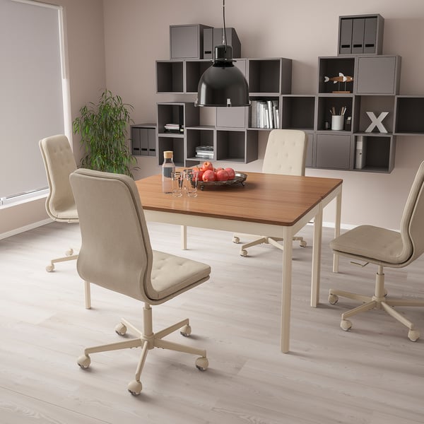 MULLFJÄLLET conference chair with castors, Naggen beige, 54x112x72 cm