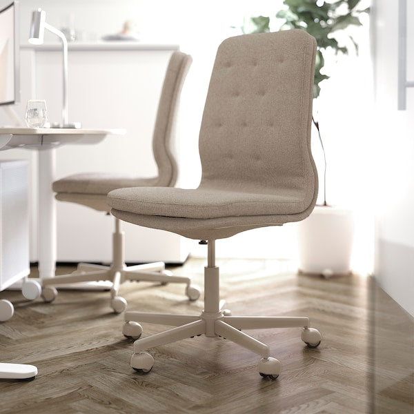 MULLFJÄLLET chair with castors, - Naggen beige ,