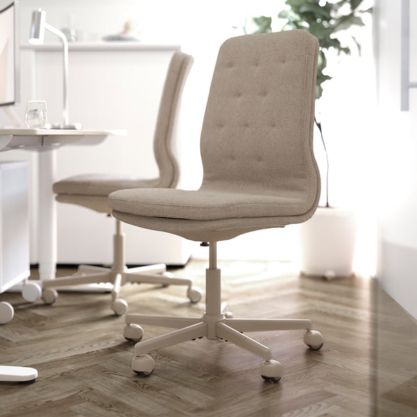 MULLFJÄLLET conference chair with castors, Naggen beige, 54x112x72 cm