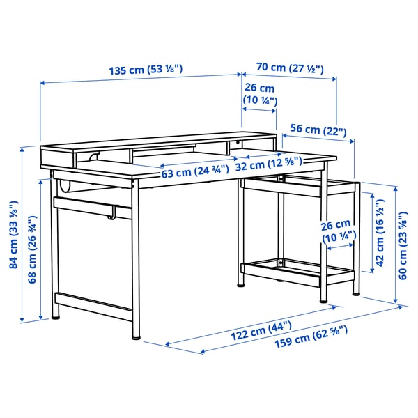 MULLSJÖ desk, oak veneer, 135x70 cm