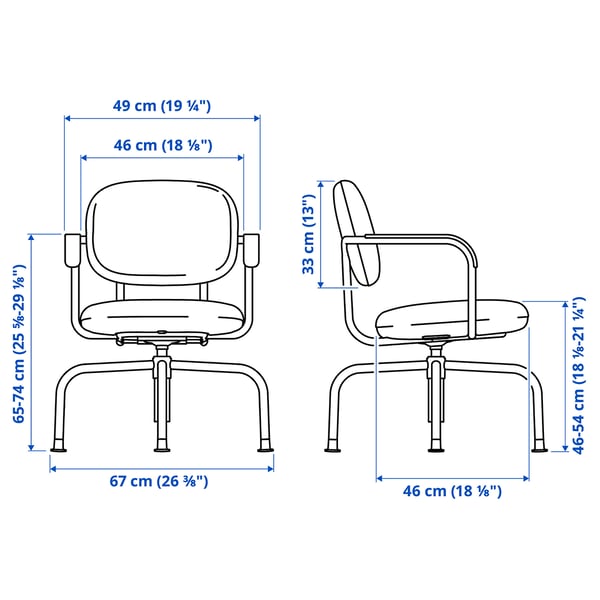 MULLSJÖ swivel chair, Gräsnäs dark grey, 67 cm