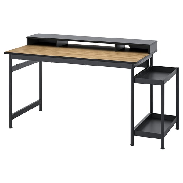 MULLSJÖ - Desk and chair, oak veneer/dark grey