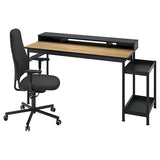 MULLSJÖ / SMÖRKULL desk and chair, oak veneer/dark grey