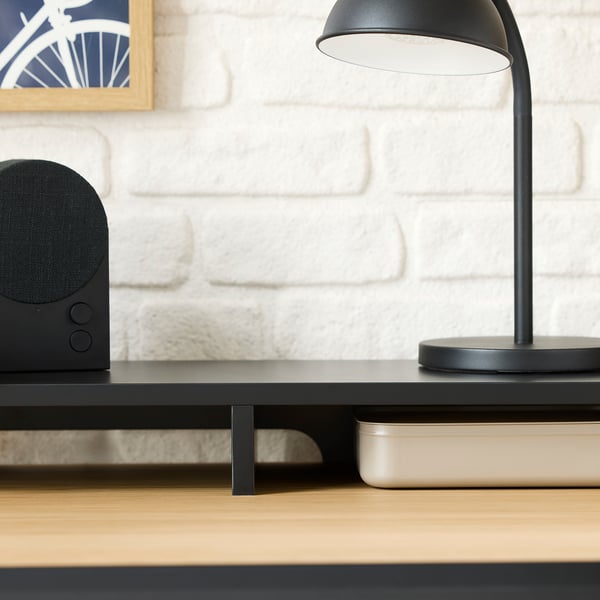MULLSJÖ / SMÖRKULL desk and chair, oak veneer/dark grey