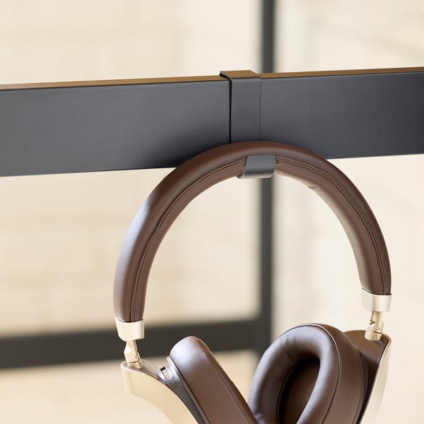 MULLSJÖ - Desk and chair, oak veneer/dark grey