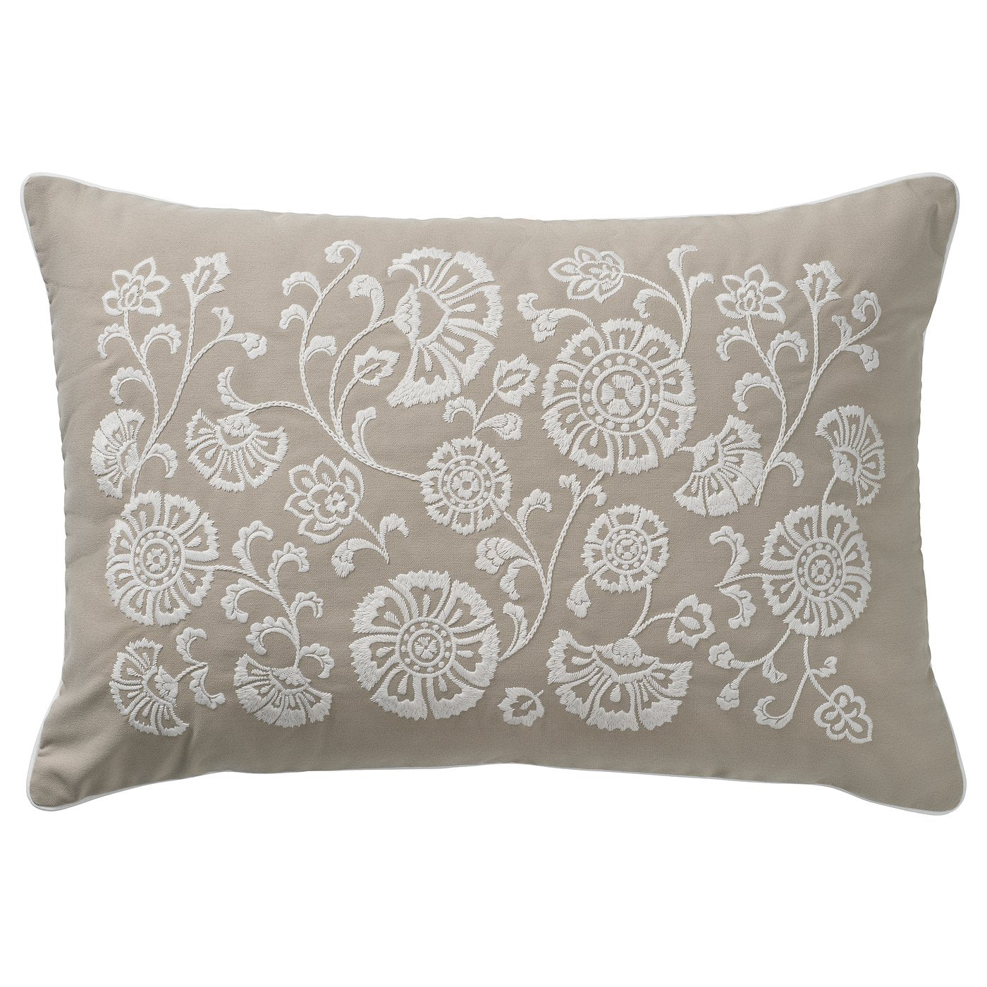 MURSENAP cushion, beige white/embroidery, 40x58 cm