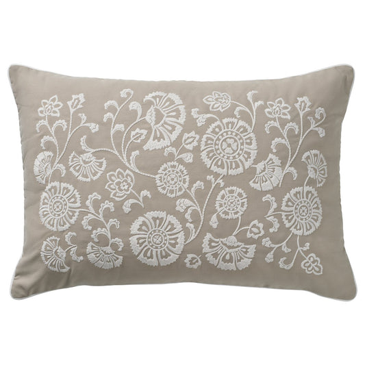 MURSENAP cushion, beige white/embroidery, 40x58 cm