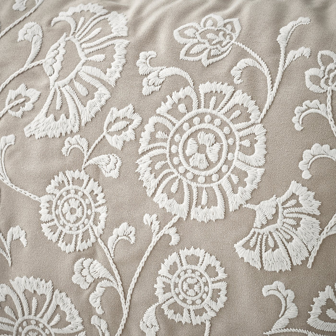 MURSENAP cushion, beige white/embroidery, 40x58 cm