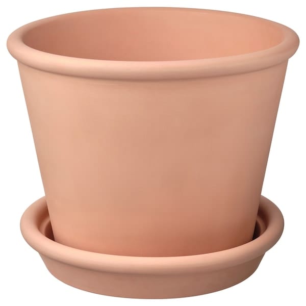 MUSKOTBLOMMA - MUSKOTBLOMMA Plant pot with saucer, in/outdoor terracotta, 24 cm