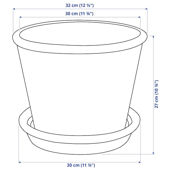 Ikea MUSKOTBLOMMA - Vase with saucer, indoor/outdoor terracotta,24 cm