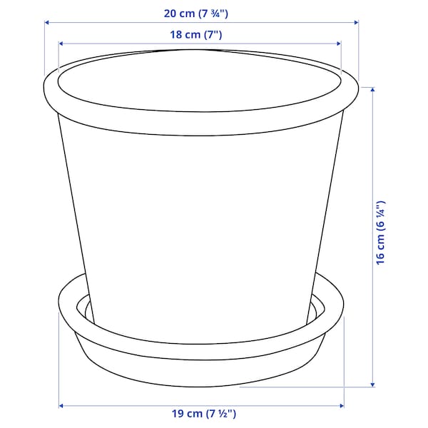 MUSKOTBLOMMA - Plant pot with saucer, in/outdoor terracotta, 15 cm