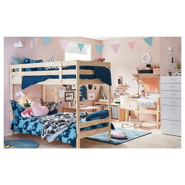 MYDAL bunk bed frame, pine, 90x200 cm