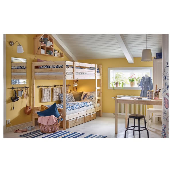MYDAL bunk bed frame, pine, 90x200 cm