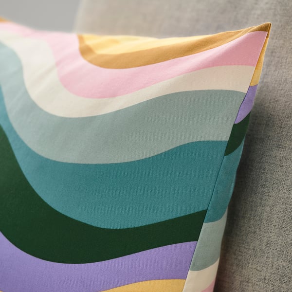 MYGGBLOMSTER - MYGGBLOMSTER Cushion cover, grey-blue/multicolour, 50x50 cm
