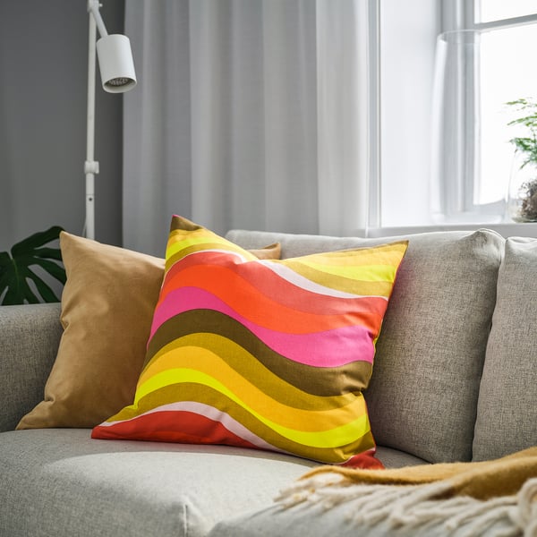 MYGGBLOMSTER cushion cover, bright pink/multicolour, 50x50 cm