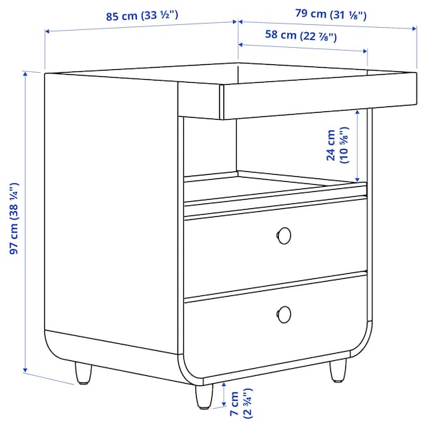 Ikea MYLLRA - Changing table with drawers, beige