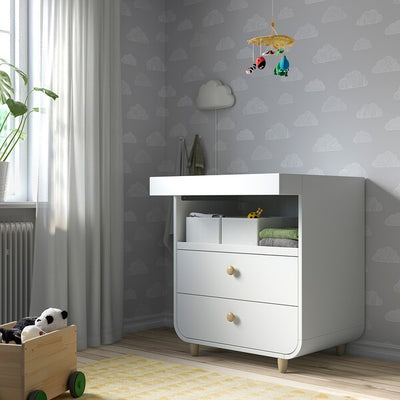 MYLLRA - Changing table with drawers, white