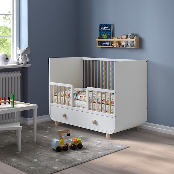 MYLLRA - Cot with drawer, white,60x120 cm