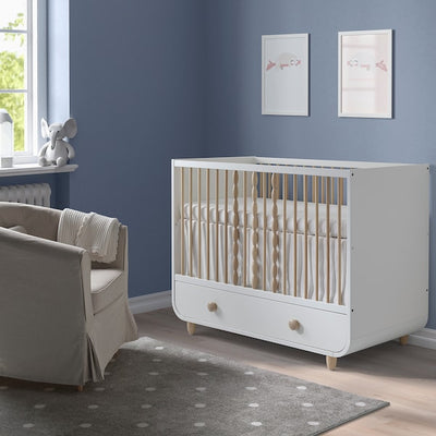 MYLLRA - Cot with drawer, white,60x120 cm