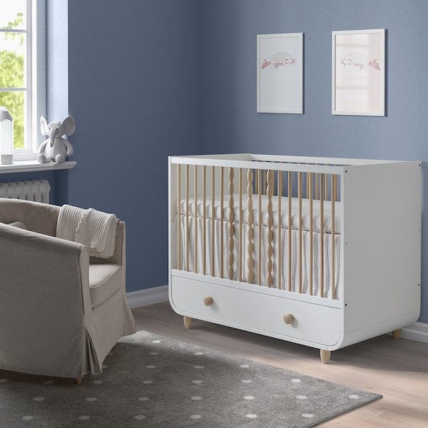 Ikea MYLLRA - Cot with drawer, white,60x120 cm